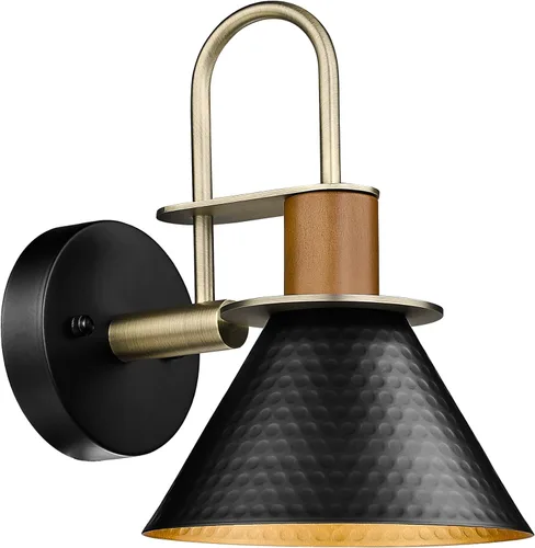 Apliques de pared negros y dorados, apliques industriales HWH para iluminación de pared para interiores, lámpara de pared negra para baño, mesita de