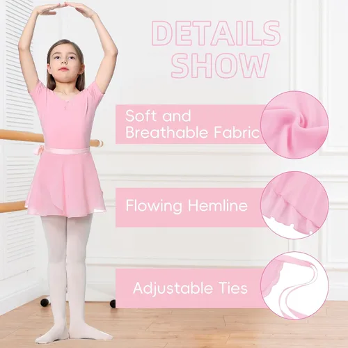 Miniatura 4 de Zando Toddler Ballet Skirts for Girls, Wrap Ballet Skirt Women, Adult Chiffon Dance with Adjustable Waistband