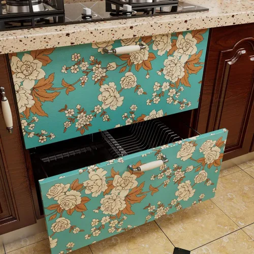 Miniatura 9 de LovingWay Revestimiento de estante floral de peonía vintage de 17.7 x 177 pulgadas, fácil de instalar, forro de cajón de almacenamiento, papel