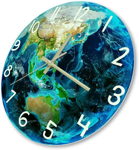 Miniatura 8 de The Geeky Days Earth Planet - Reloj de pared con visión nocturna que brilla en la oscuridad, funciona con pilas, sistema solar de cuarzo silencioso
