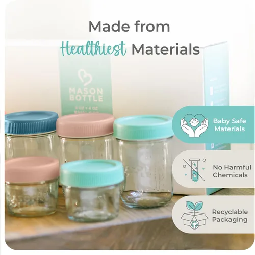 Miniatura 3 de Mason Bottle Tarros de almacenamiento de leche materna de 8 onzas (paquete de 12) – Recipientes de vidrio reutilizables para alimentos para bebés