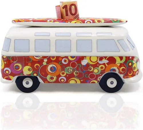 Miniatura 3 de BRISA VW Collection - Caja de monedas con tabla de surf en T1 Bus Samba (autobús clásico/rojo)