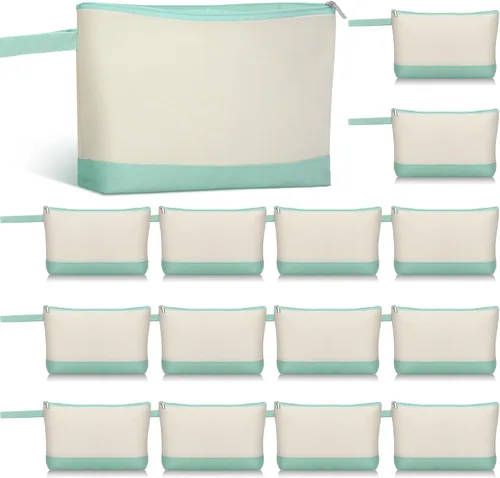 Miniatura 19 de Silkfly Bolsas de Maquillaje de Lona de Algodón Lona Cosmética con Cremallera 10.2 x 5.5 x 2 Pulgadas Bolsa de Bricolaje en Blanco al por Mayor