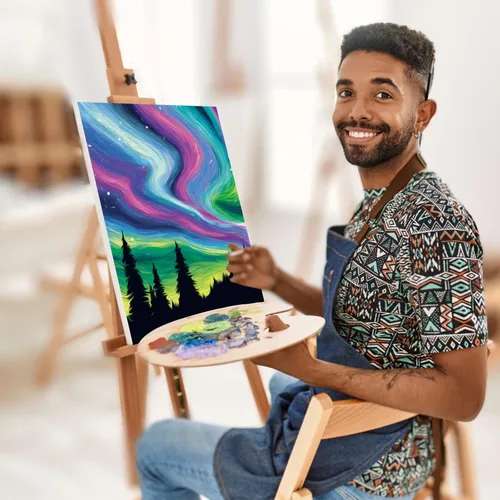 Miniatura 3 de Nuberlic Kit de pintura de lienzo predibujado, para adultos, sorbo y pintura, recuerdo de fiesta, actividad nocturna de cita, lienzo de 8 x 10