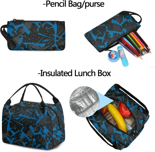 Miniatura 9 de Mochila escolar para estudiantes, mochila de viaje para adolescentes, Azul (Blue-3pcs)), 4347026043