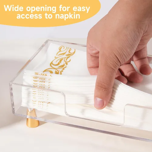 Miniatura 5 de LUVCOSY - Servilletero acrílico con pies, toallero acrílico para invitados, bandeja de almacenamiento de toallas de mano transparente, diseño único
