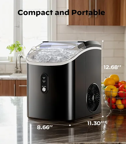 Miniatura 7 de Máquina de hielo de pepitas para encimera, máquina de hielo de pellets con función de autolimpieza, la máquina de hielo en pepitas produce 33 libras