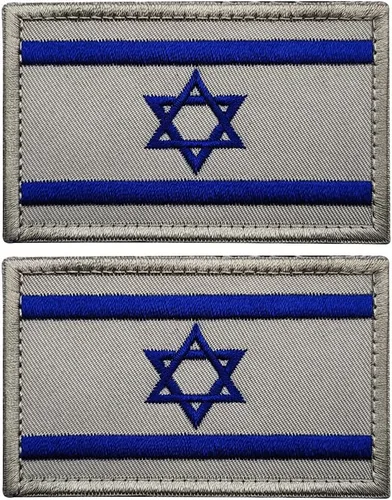 2 parches de bandera de Israel para coser en bordado, insignias tácticas israelíes de IL para brazaletes militares de moral militar, parches de Azul