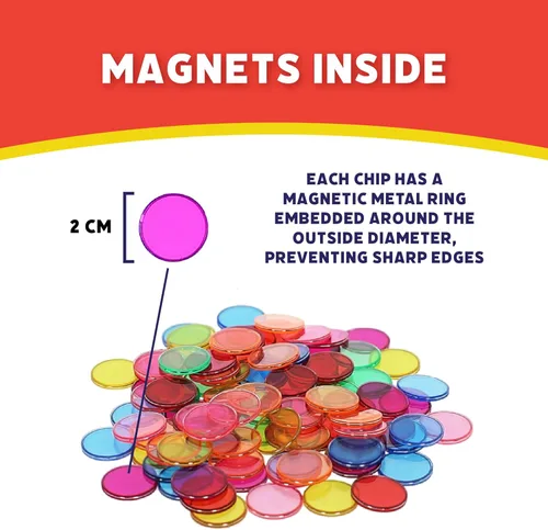 Miniatura 5 de POPULAR PLAYTHINGS 300 fichas de bingo con anillos de acero – Fichas de conteo de bordes de metal duraderas para aprendizaje en el aula