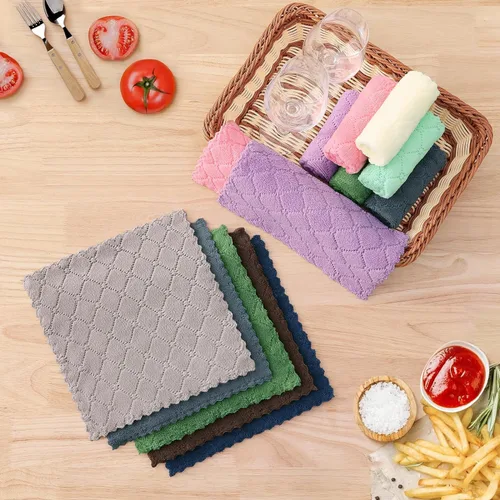 Miniatura 5 de Homaxy Paquete de 12 paños de cocina (10 x 10 pulgadas, gris), paños de cocina de terciopelo coral súper suaves y absorbentes, paños de limpieza