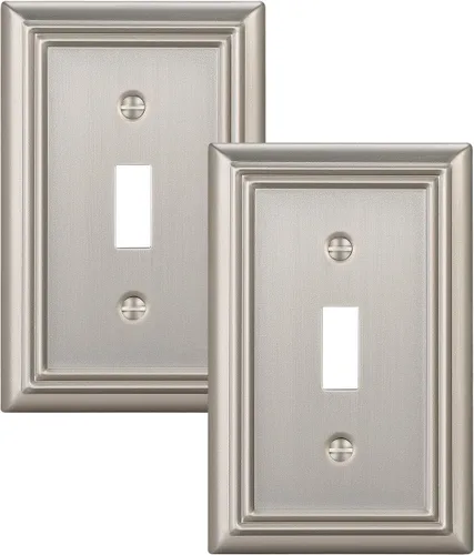 Miniatura 9 de DEWENWILS Paquete de 4 placas de pared de metal, cubierta de interruptor de palanca individual, resistente a la corrosión, níquel cepillado