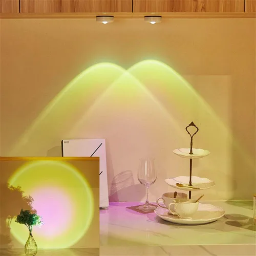 Miniatura 3 de Paquete de 6 luces LED táctiles que funcionan con pilas, para pared, lámpara de puesta de sol para cocina, dormitorio, armario, armario, decoración