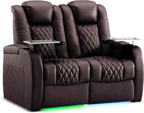 Miniatura 57 de Weilianda Asientos de Cine en Casa de Cuero de Grano Superior Silla Reclinable con Reposacabezas Eléctrico y Reclinación Asientos de Película Sofá