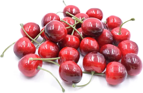 Aliotech 26 piezas de simulación artificial realista pequeña cereza roja negra modelo de fruta falsa casa casa cocina fiesta decoración escritorio