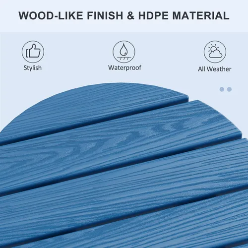 Miniatura 6 de Mesa auxiliar redonda de 2 niveles para exteriores con veta similar a la madera, mesa auxiliar Adirondack de HDPE para patio, mesa auxiliar Azul