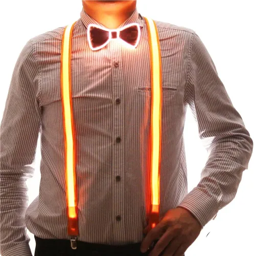 Light Up - Conjunto de tirantes LED y pajarita para hombre, tirantes iluminados para hombre, ropa de fiesta brillante, trajes de rave