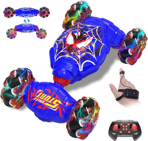 Miniatura 11 de Nikuku - Auto a control remoto - 2.4GHz 4WD con detección de gestos, juguetes RC de acrobacias para niños y niñas de 6 a 12 años, autos RC de Rojo