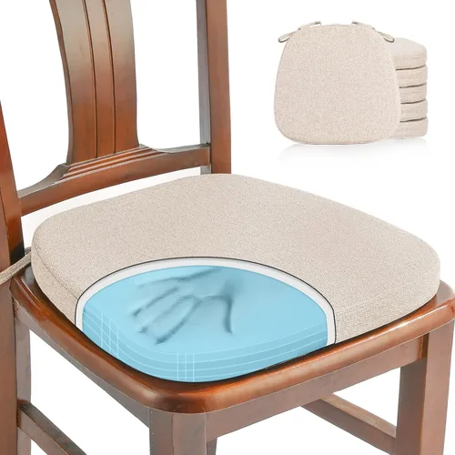 Miniatura 29 de SINOSSO Paquete de 4 cojines de espuma viscoelástica para sillas de comedor, tela tejida amigable de 16 pulgadas en forma de U, cómodas almohadillas
