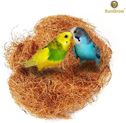 Miniatura 6 de SunGrow Fibra de coco de pinzón, sustrato de cama suelto para jaulas de nido de pájaros, material de anidación para periquito canario de colibrí