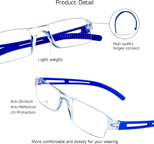Miniatura 2 de VisionGlobal 5 pares de anteojos de lectura, anteojos con filtro de luz azul, anteojos de lectura para computadora para mujeres y hombres, marco