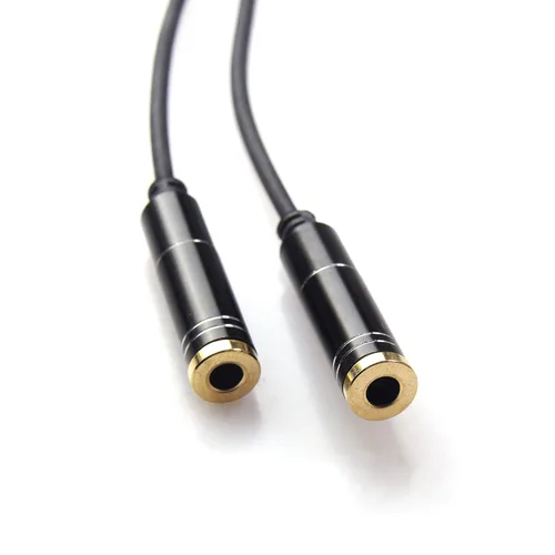 Miniatura 6 de REXUS Paquete de 2 cables de audio estéreo con divisor en Y de 0.138 pulgadas, 4 polos macho a 2 hembras para auriculares, adaptador divisor