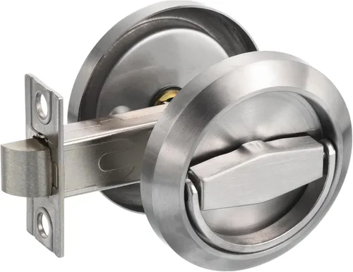 Miniatura 10 de PATIKIL Cerradura redonda de puerta empotrada, manija de puerta empotrada oculta de acero inoxidable 304, tiradores de muebles para puerta de Negro