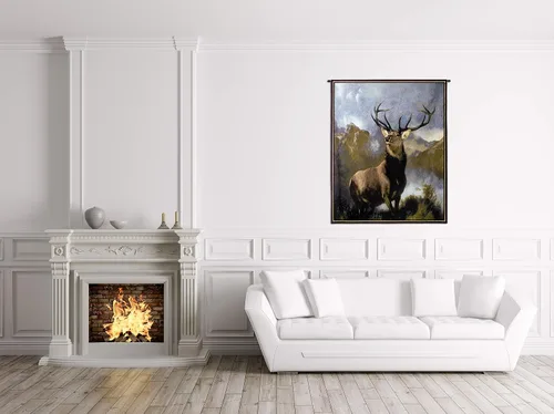 Miniatura 3 de Monarch of the Glen de Sir Edwin Landseer Tapiz tejido para colgar Majestic Deer Wildlife Lodge - 100% algodón, tamaño de Estados Unidos, 53 x