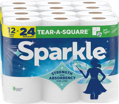 Miniatura 17 de Toallas de papel Sparkle, tamaño a elección, 24 rollos dobles (total de 2,640 hojas) - Toallas resistentes de 2 capas para limpieza de cocina