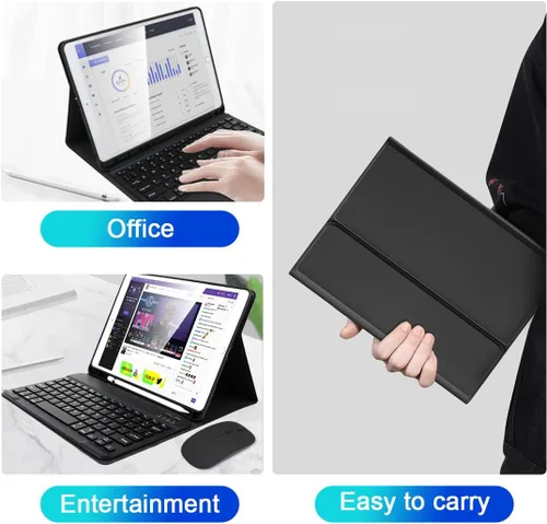 Miniatura 3 de Funda de teclado LAMA para iPad de 10.2 pulgadas, estuche inalámbrico con teclado con soporte para lápices para iPad de 10.2 y 10.5 pulgadas