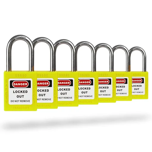 Miniatura 20 de TRADESAFE Juego de cerraduras de bloqueo - 7 candados iguales con llave roja, 2 llaves por cerradura, cerraduras Loto compatibles con OSHA