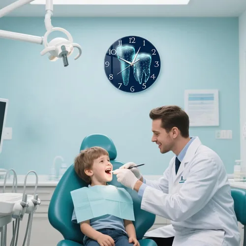 Miniatura 2 de Reloj de pared dental para oficina, relojes de dientes de 12 pulgadas, con batería, silencioso, sin garrapatas, reloj de pared para oficina dental