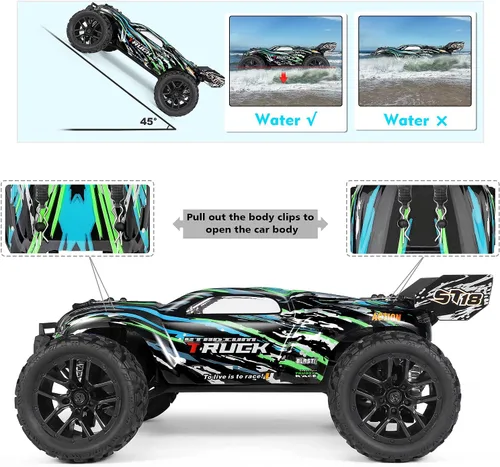 Miniatura 4 de HAIBOXING - Autos de control remoto Hailstorm, 36+ km/h de velocidad alta, 4WD, escala 1:18, resistente al agua, truggy de control remoto