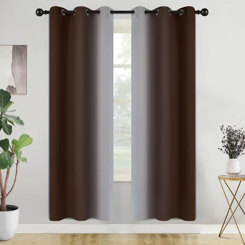 Miniatura 124 de COSVIYA Cortinas 100% Opacas Azul Degradado con Lazos Ajustables para Cocina Aislamiento Térmico Oscurecimiento de Habitación Cenefa con Bolsillo