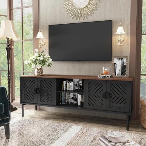 ARTPOWER Soportes de TV modernos de 63 pulgadas para sala de estar, centro de entretenimiento largo con almacenamiento, consola de TV para TV de 55,