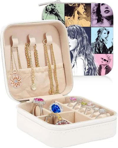 asklove Joyero pequeño para álbumes de fans de T-S, joyería de viaje inspirada, regalo para amantes de la música, joyero de viaje para anillos,