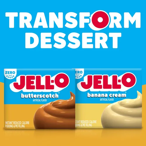 Miniatura 8 de Jell-O Butterscotch - Mezcla de pudín instantáneo y relleno de pastel sin azúcar y sin grasa, paquete de 24 unidades, cajas de 1 oz, como se ve