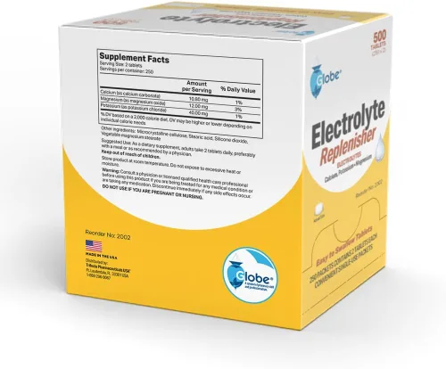 Miniatura 4 de Globe Tabletas de repuesto de electrolitos para hidratación rápida y recuperación del ejercicio (500 tabletas, 250 paquetes de 2) para atletas
