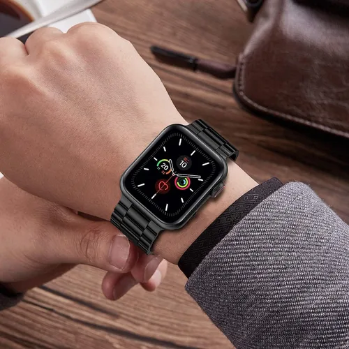 Miniatura 7 de Paquete de 2 correas de metal compatibles con Apple Watch Band 38/40/41/42/44/45/46/1.929 in, acero inoxidable y malla milanesa para iWatch Band