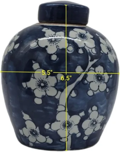 Miniatura 2 de Retro antiguo como estilo porcelana azul y blanca flor de cerezo azul flor de ciruelo florero de cerámica cubierto, estilo China Ming, Jingdezhen