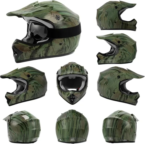 Miniatura 55 de TCMT Casco de motocross para jóvenes, certificado por DOT, casco de motocross ATV de cara completa para niños con gafas, guantes y bolsa para casco