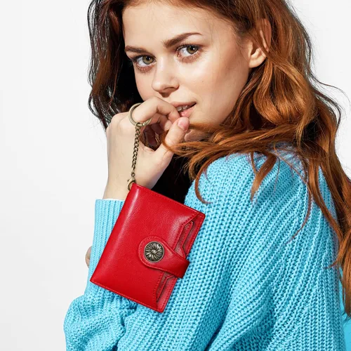 Miniatura 6 de Travelambo Rfid Wallet - Cartera de cuero para mujer, Rojo -, Moda