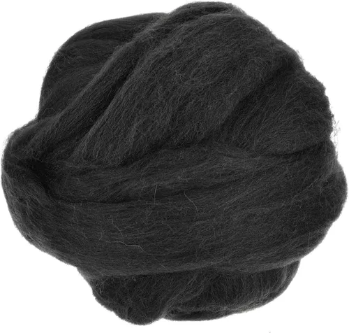 uxcell Lana de fieltro con aguja, hilo de lana de fibra natural de 3.5 onzas para fieltro húmedo, manualidades, materiales de bricolaje (negro)