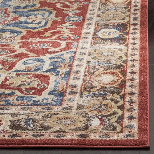 Miniatura 4 de SAFAVIEH Bijar Collection BIJ605R - Alfombra tradicional oriental, envejecida, no desprende pelusa, 2 pies 3 pulgadas x 12 pies, color rojo y azul