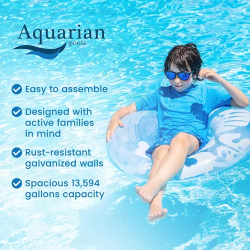 Miniatura 38 de Aquarian - Piscina para exteriores con marco de acero por encima del nivel del suelo, redonda, 24 x 52 pulgadas, veneciana Veneciano