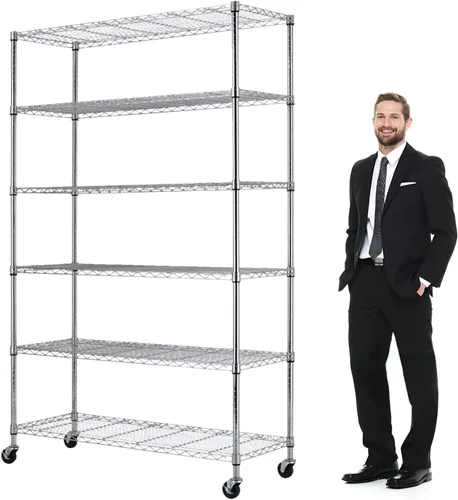 Estantería de alambre de capacidad mejorada de 6000 libras, estantes de almacenamiento de 6 niveles, estantes de metal certificados por la NSF,