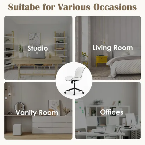 Miniatura 9 de YOUNUOKE Silla de escritorio sin brazos, cómoda silla de oficina con ruedas, silla ergonómica para el hogar, sillas ajustables para computadora