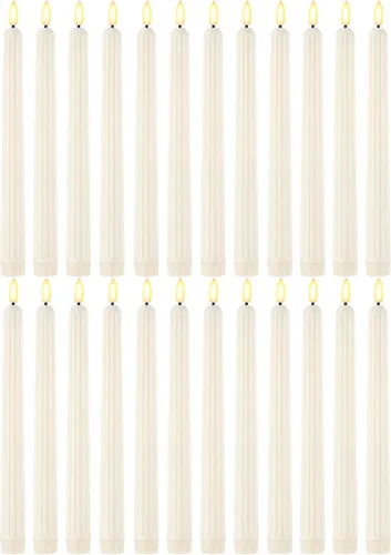 Miniatura 19 de Treela 24 piezas de velas cónicas sin llama, operadas con pilas, falsas a granel, velas de 11 pulgadas, luces LED, candelabros parpadeantes cónicos