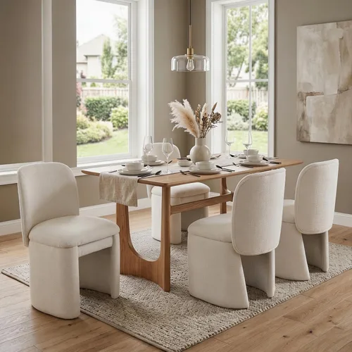Miniatura 18 de Hyfirm Juego de 4 sillas de comedor tapizadas modernas, sillas de comedor laterales de chenilla, sillas de cocina sin brazos, sillas Parsons