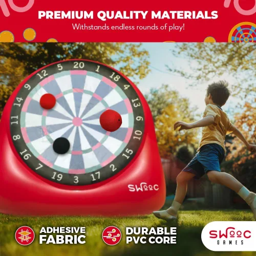 Miniatura 4 de SWOOC Games® - Bolas de repuesto para dardos gigantes - 2 rojas y 2 negras (7 pulgadas) - Pelotas inflables fáciles de pegar - Juegos gigantes al