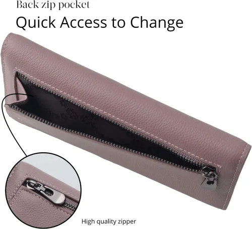 Miniatura 4 de Bveyzi Billeteras de cuero ultrafino con bloqueo RFID para tarjetas de crédito, billetera plegable para mujer